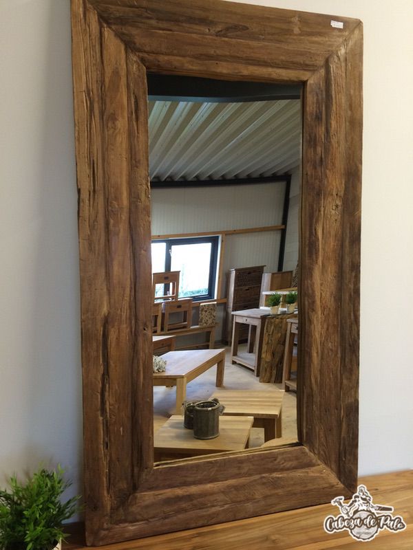 Espejos de terminaciones lisas y rústica con marco de Roble americano y Roble durmiente - Imagen 2