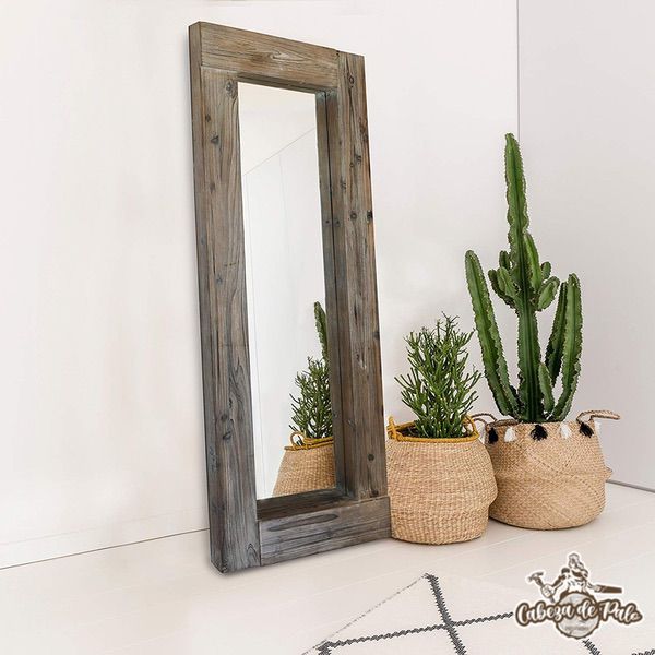 Espejos de terminaciones lisas y rústica con marco de Roble americano y Roble durmiente