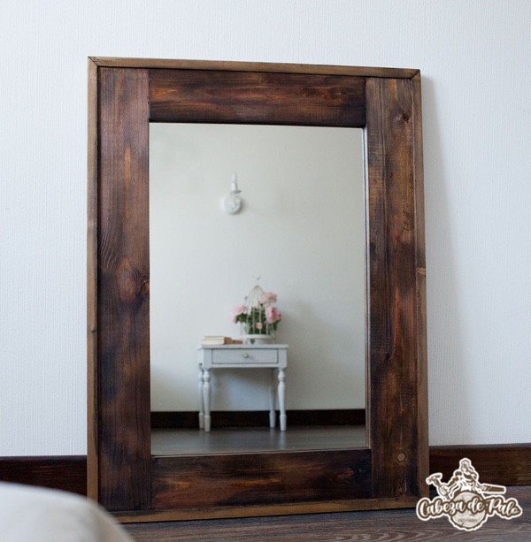 Espejos de terminaciones lisas y rústica con marco de Roble americano y Roble durmiente - Imagen 9