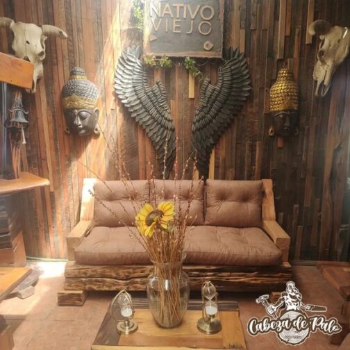 Juego de living elaborado de Roble de Durmiente - Imagen 2