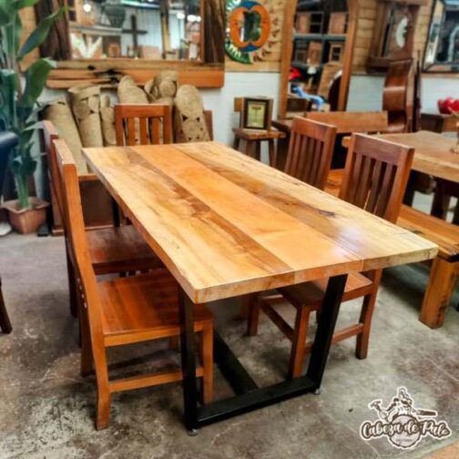 Juego comedor rústico de roble americano ó durmiente - Imagen 2