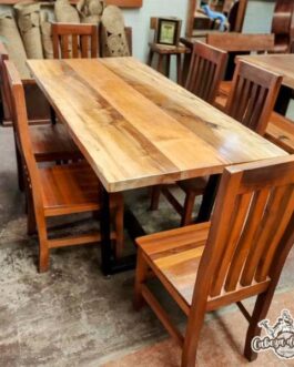 Juego comedor rústico de roble americano ó durmiente