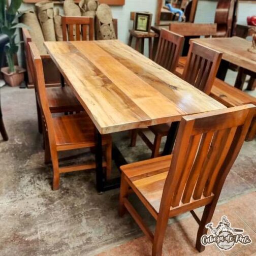 Juego comedor rústico de roble americano ó durmiente